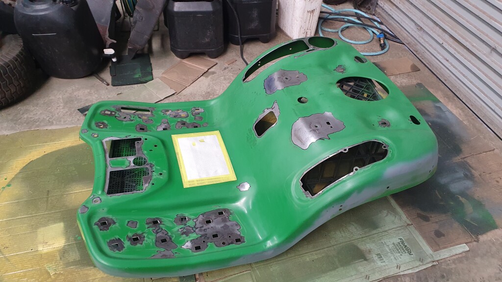 mower body before painting