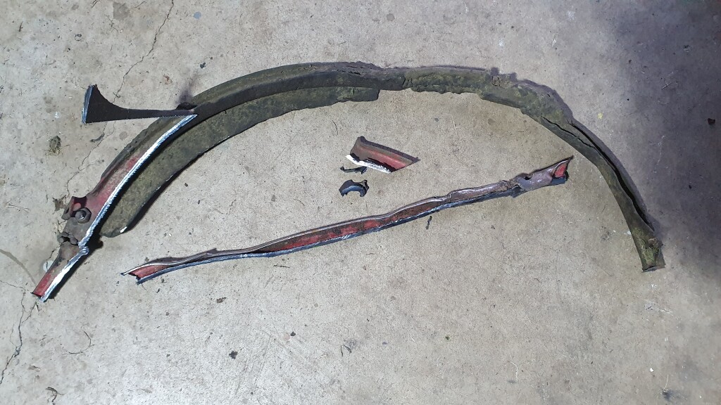 Removed mower deck sections