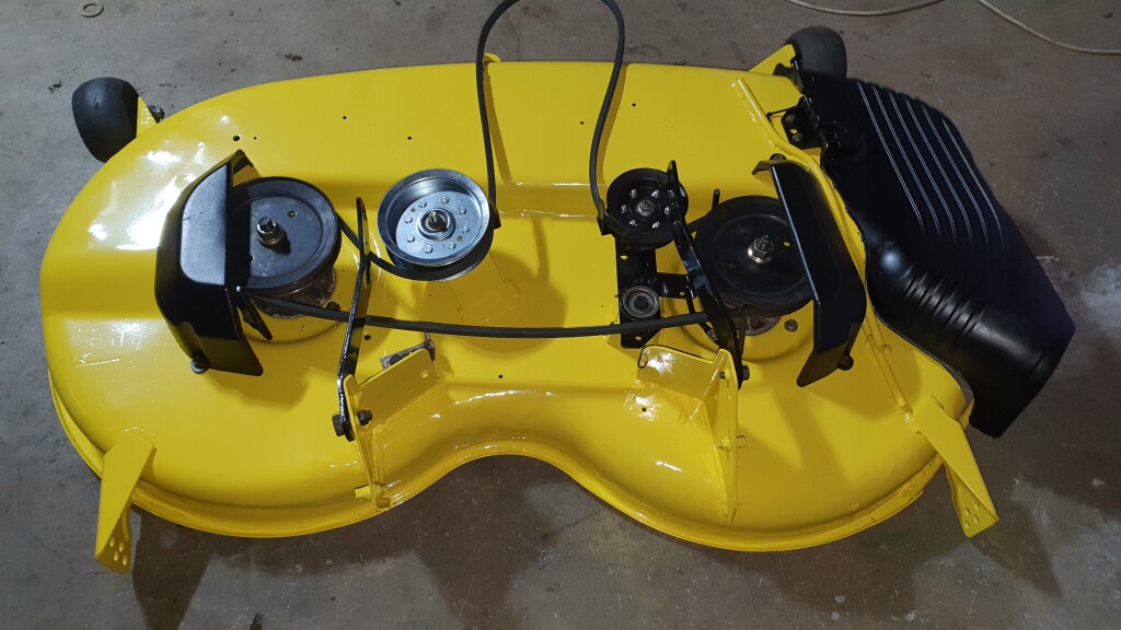 fully repaired, painted and assembled mower deck